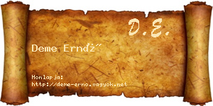 Deme Ernő névjegykártya